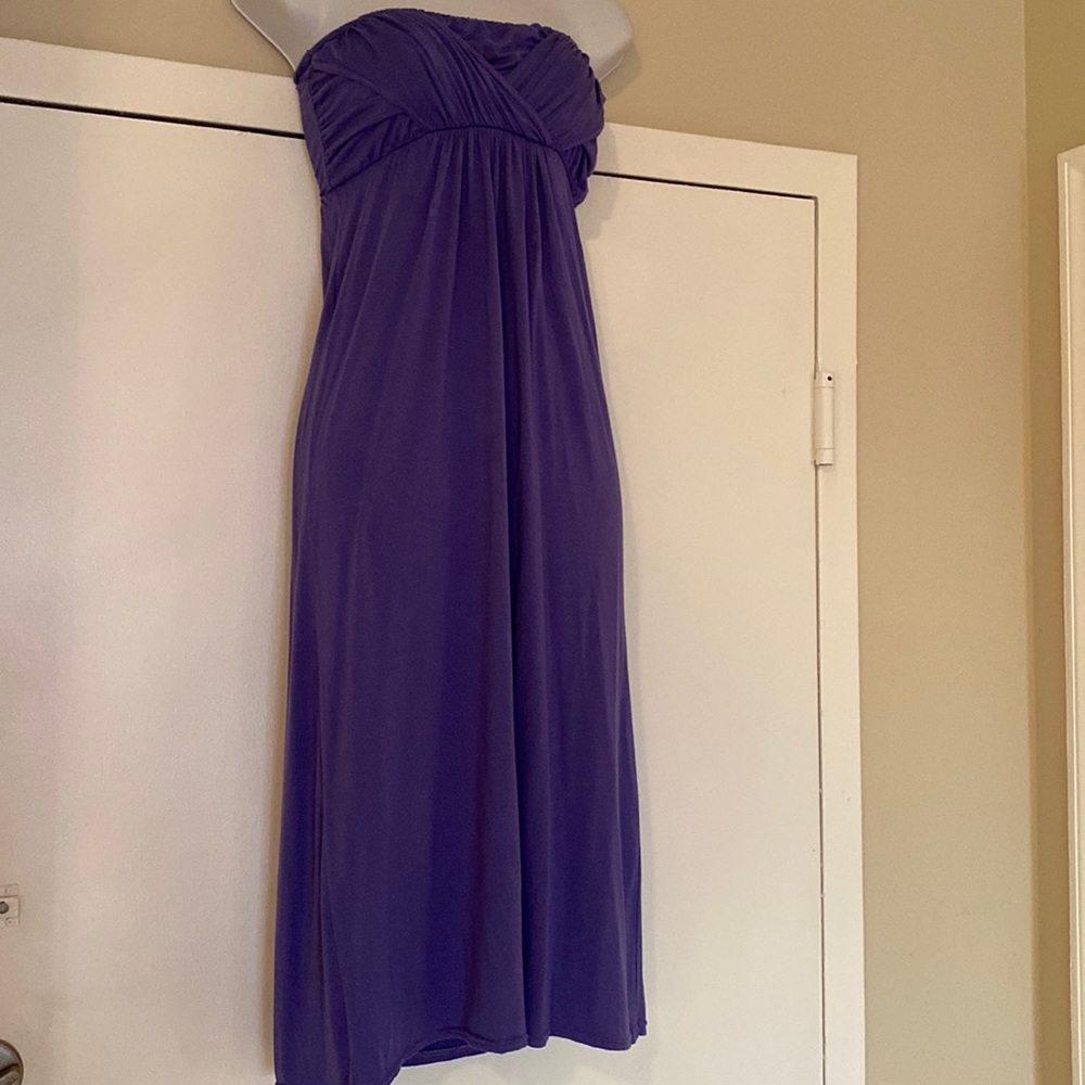 Lavender Strapless Dress.